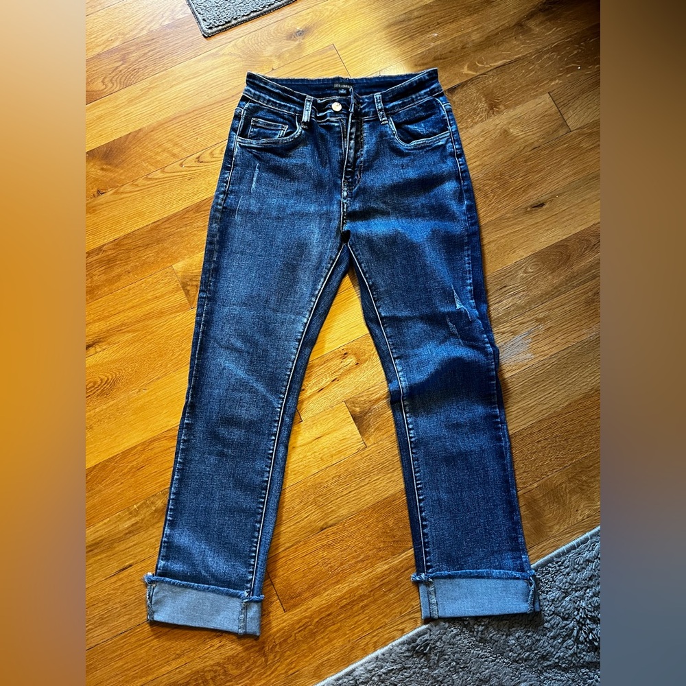 Coco + Carmen EverStretch Straight Jeans with Bottom Cuff - Medium Denim - M